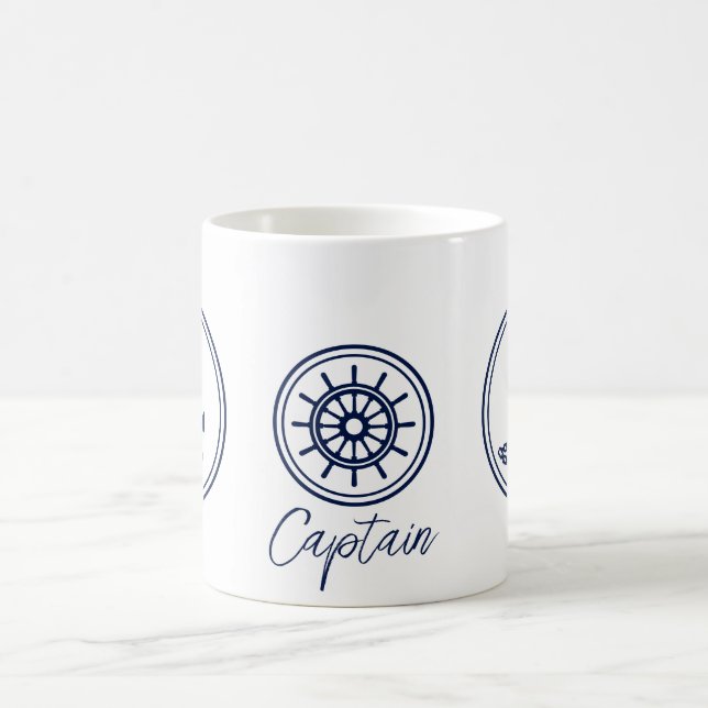 Taza De Café Bomba de café del capitán, ancla azul y rueda del  (Centro)