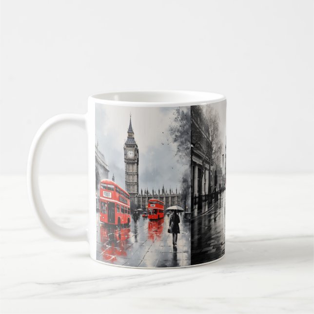 Taza De Café "Bomba de cerámica blanca temática de Londres - Ic (Izquierda)