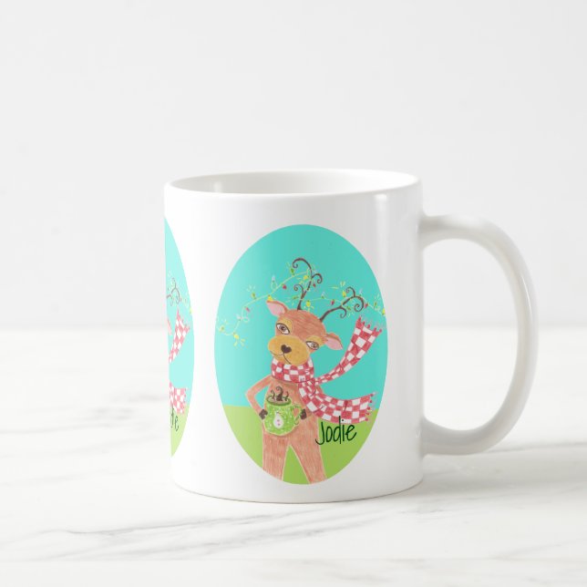 Taza De Café Bomba de feriado personalizada - Navidades renos (Derecha)