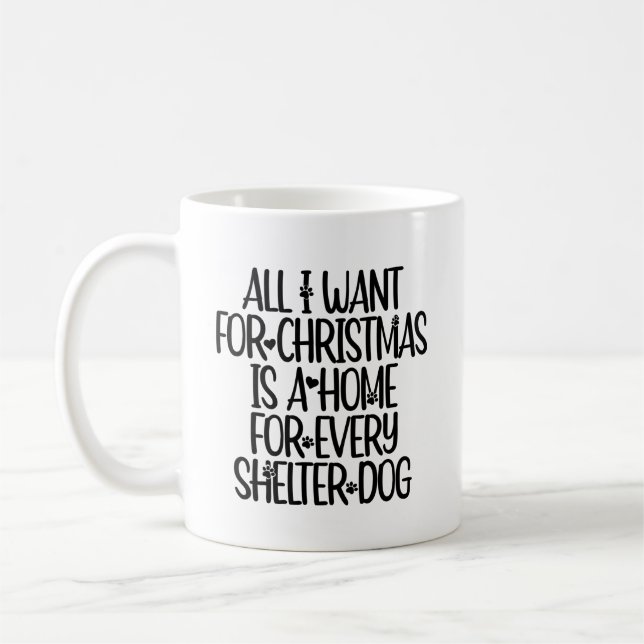 Taza De Café Bomba de Navidades de perros de refugio (Izquierda)