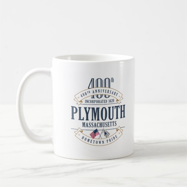 Taza De Café Bomba del 400 aniversario de Plymouth, Massachuset (Izquierda)