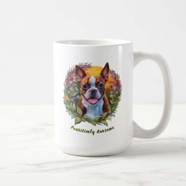 Taza De Café Bomba radiante de Boston Terrier, animales compuls (Derecha)