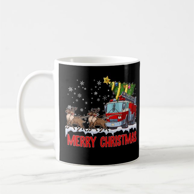Taza De Café Bombardeo de Navidades de bomberos en Santa Sleigh (Izquierda)