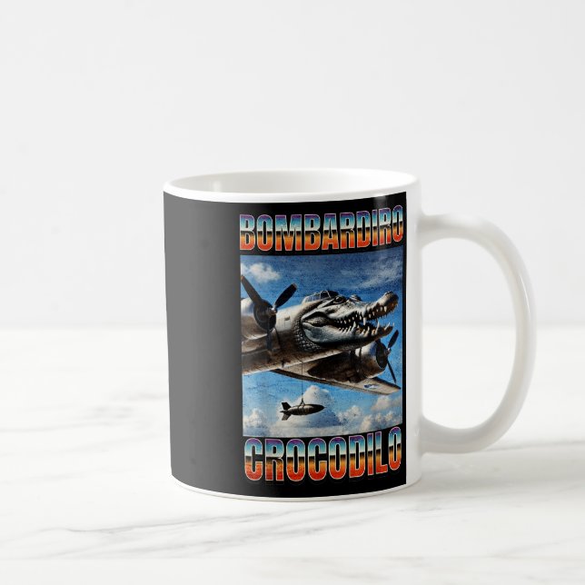 Taza De Café Bombardiro Crocodilo Funny Trendy Brainrot italian (Derecha)