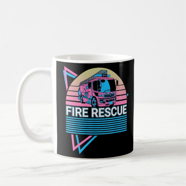 Taza De Café Bombero de bomberos retro rescate de incendios (Izquierda)