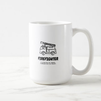 Taza De Café Bombero; inteligente y loco - camión de bomberos