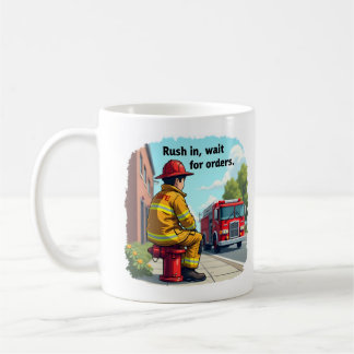 Taza De Café Bombero o bombera único con camión de bomberos