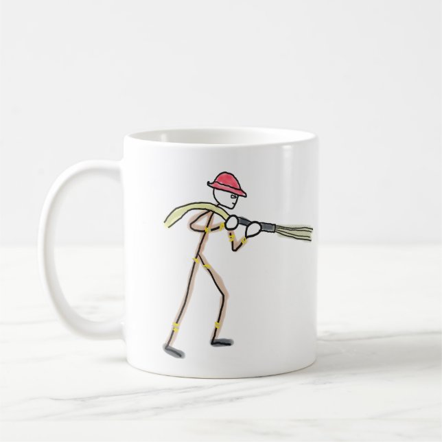 Taza De Café Bombero Stickman (Izquierda)