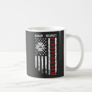 Taza De Café Bomberos Línea Roja Bandera Estadounidense
