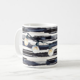 Taza De Café Bombillas de rayas azul marino