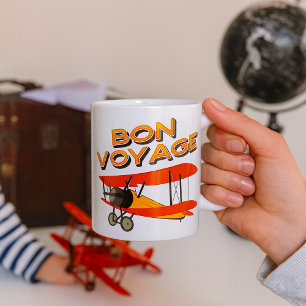 Taza De Café Bon Voyage Biplane Vintage Airplane