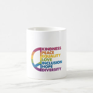 Taza De Café Bondad Paz Igualdad Amor Inclusión Esperanza Diver