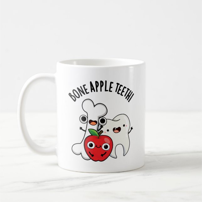 Taza De Café Bone Apple Teeth Funny Bona Appetit Pun  (Izquierda)
