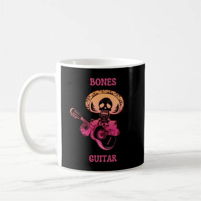 Taza De Café Bones Guitar Skeleton Tocando Guitarra (Izquierda)