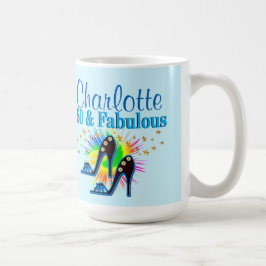 TAZA DE CAFÉ BONITA BARRA AZUL PERSONALIZADA 50 CUMPLEAÑOS
