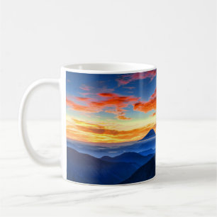 Taza De Café Bonita puesta de sol panorámica del Monte Fuji