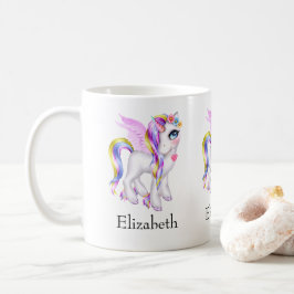 Taza De Café Bonita unicornio con barro arco iris y cola