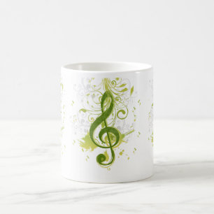 Taza De Café Bonitas y geniales notas musicales con bandeja