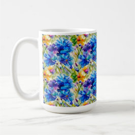 Taza De Café Bonito acuarela barro azul arte floral