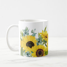 Taza De Café Bonito acuarela Floral de girasol