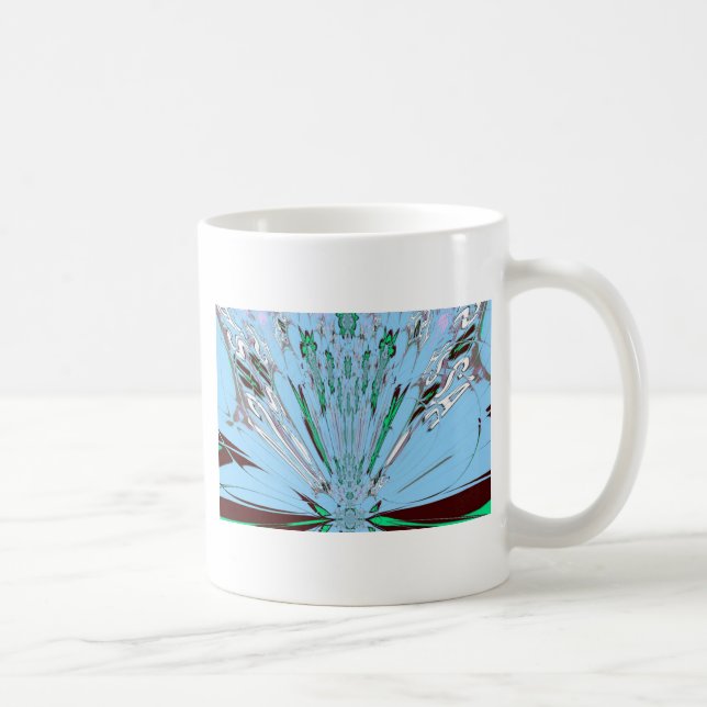 Taza De Café Bonito Aqua Blue Amazon Floral Motif Art (Derecha)