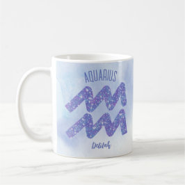 Taza De Café Bonito Aquarius Astrología Rótulo Púrpura Personal