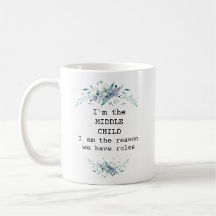 Taza De Café Bonito azul floral niño medio personalizado