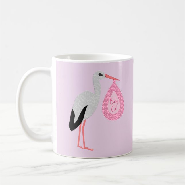Taza De Café Bonito Bebé Rosa Stork (Izquierda)