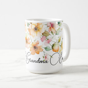 Taza De Café Bonito Boho Naranja Watercolor Flor silvestre