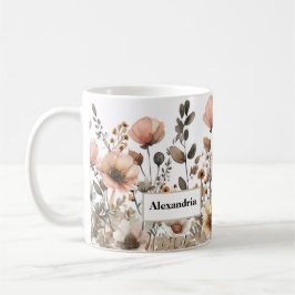 Taza De Café Bonito Boho Pink Wildflowers