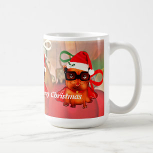 Taza De Café Bonito bulldog santa con sombrero santa