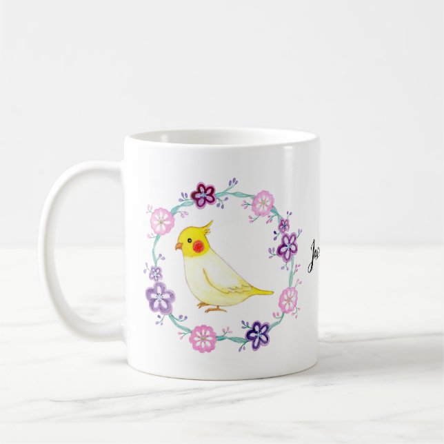 Taza De Café Bonito Cockatiel Nombre Personalizado Cute Cockati (Izquierda)