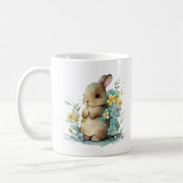 Taza De Café Bonito conejo conejito en flores