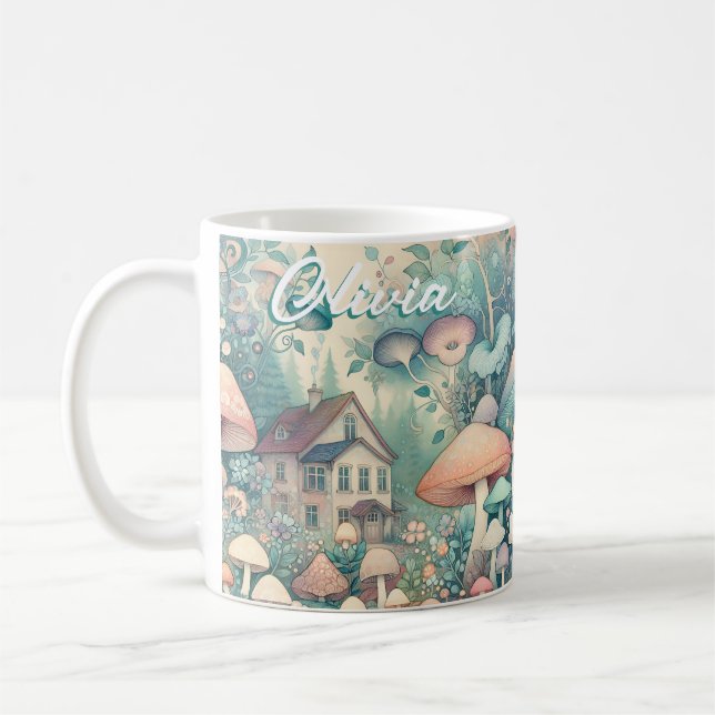 Taza De Café Bonito Core Whimsical Village Personalizado (Izquierda)