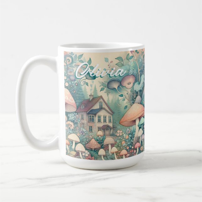Taza De Café Bonito Core Whimsical Village Personalizado (Izquierda)