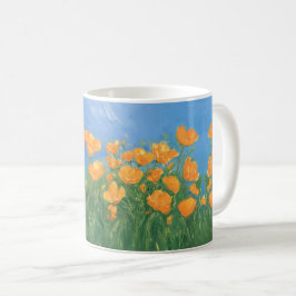 Taza De Café Bonito cuadro impresionista de campo de adormidera