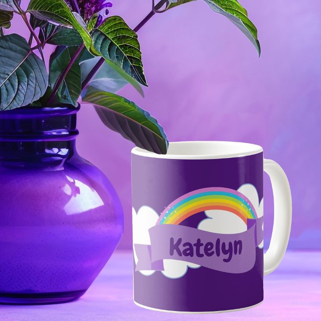 Taza De Café Bonito de arcoiris púrpura suave personalizada (Subido por el creador)