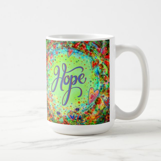 Taza De Café Bonito de esperanza floral Whimsical Inspirador Ve (Derecha)