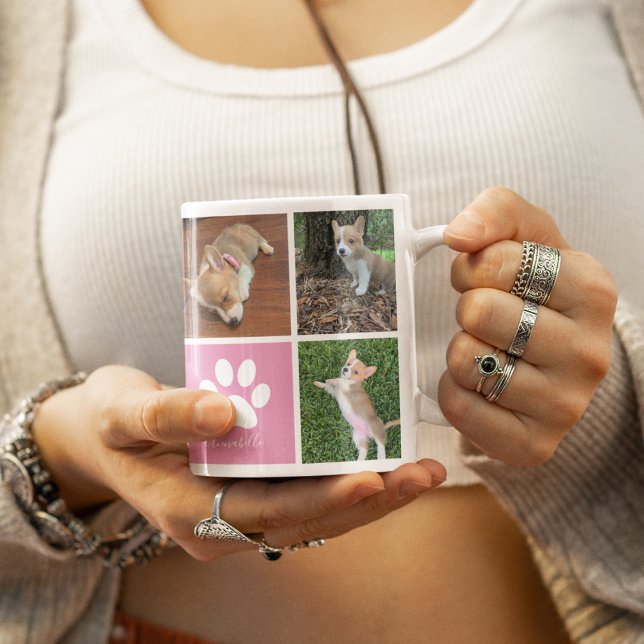 Taza De Café Bonito de impresión en papel rosa de Collage de fo (Subido por el creador)