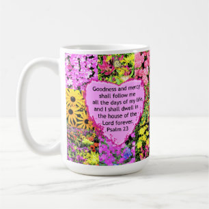 TAZA DE CAFÉ BONITO DISEÑO FLORAL PSALM 23