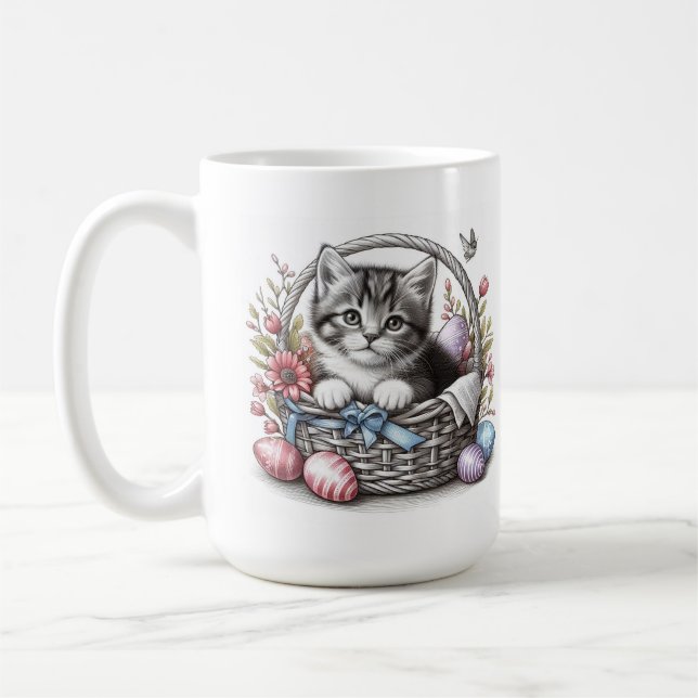 Taza De Café Bonito Easter Tabby Kitty (Izquierda)