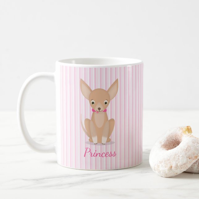 Taza De Café Bonito en Chihuahua Rosa (Con donut)