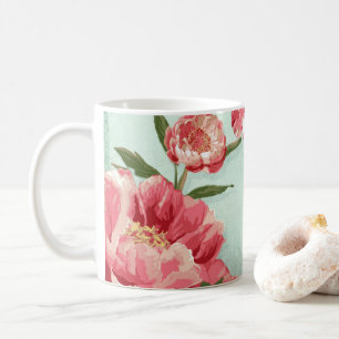 Taza De Café Bonito Flor Retro Chintz Peonies Personalizados
