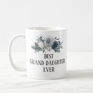 Taza De Café Bonito Floral azul Hija Monogramada