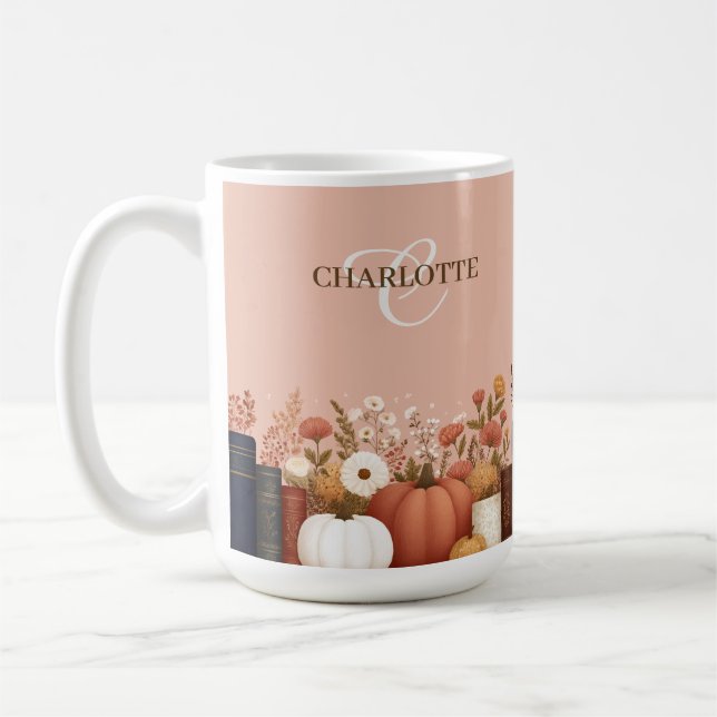 Taza De Café Bonito Floral Bookish Keepsake (Izquierda)