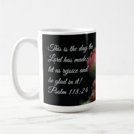 Taza De Café Bonito floral, con verso del salmo 118:24