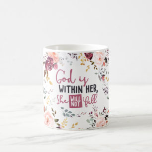 Taza De Café Bonito Floral Dios está dentro de ella No caerá