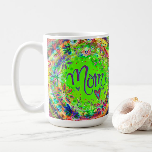 Taza De Café Bonito Floral Fun Trendy Mom Inespiritu (Con donut)