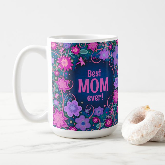 Taza De Café Bonito Floral Fun Trendy Mom Inespiritu (Con donut)