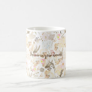 Taza De Café Bonito Floral rosa crema neutra